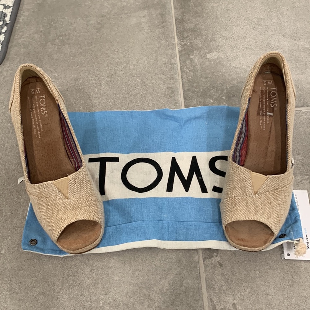 COPY - Tom’s Tan Cork Wedges sold only at Neiman Marcus. Size 5.